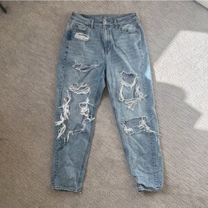 AE highest waist ripped mom jeans